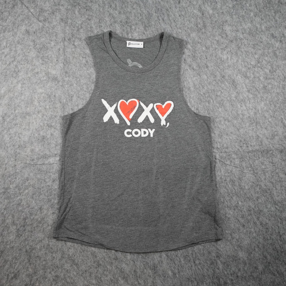 Peloton‎ Top Women Medium Gray XOXO Cody Heart Muscle Workout Tank